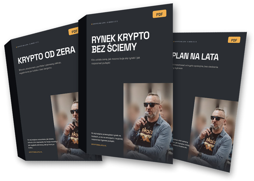 Trzy e-booki Krypto na Lata obok siebie