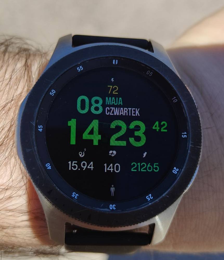 Smartwatch Rafała z licznikiem 21 265 kroków